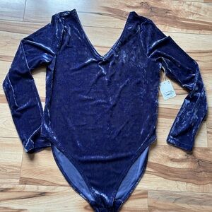 a.n.a Velvet Bodysuit in Blue Sapphire